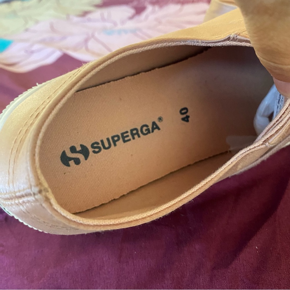 SUPERGA Blush Pink Satin Lace Up Sneaker - Picture 6 of 9